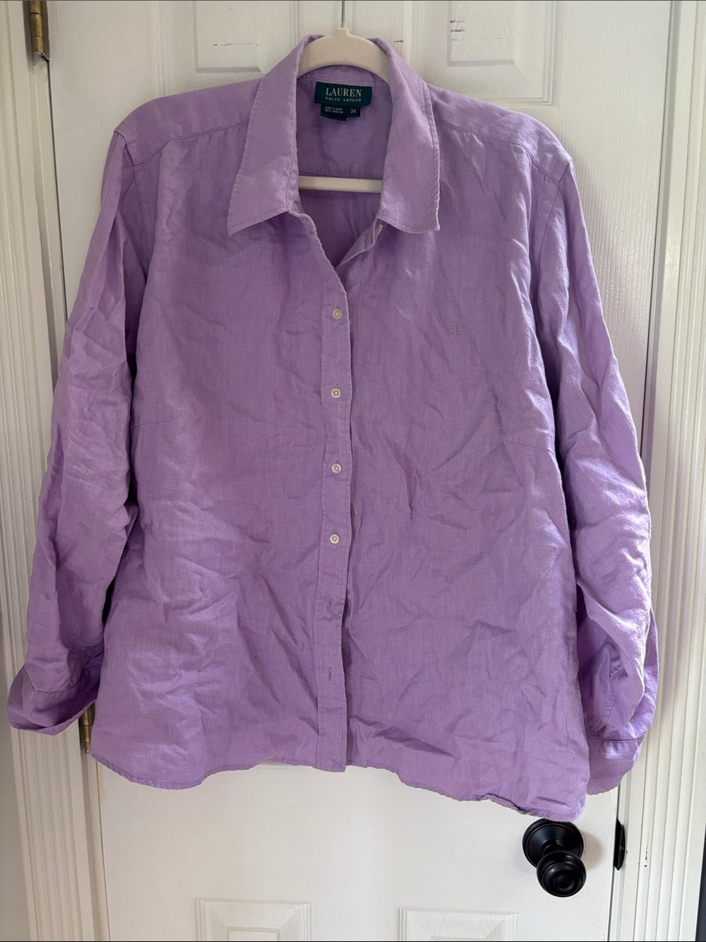 Lauren Ralph Lauren Lavender Linen Button-Up